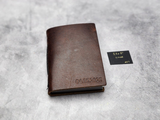 Misfits sale - 3.5x5" pocket leather journal with lined pages -Dark brown color (#27)