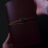 Trifold Leather Journal Cover with Gold Elastics