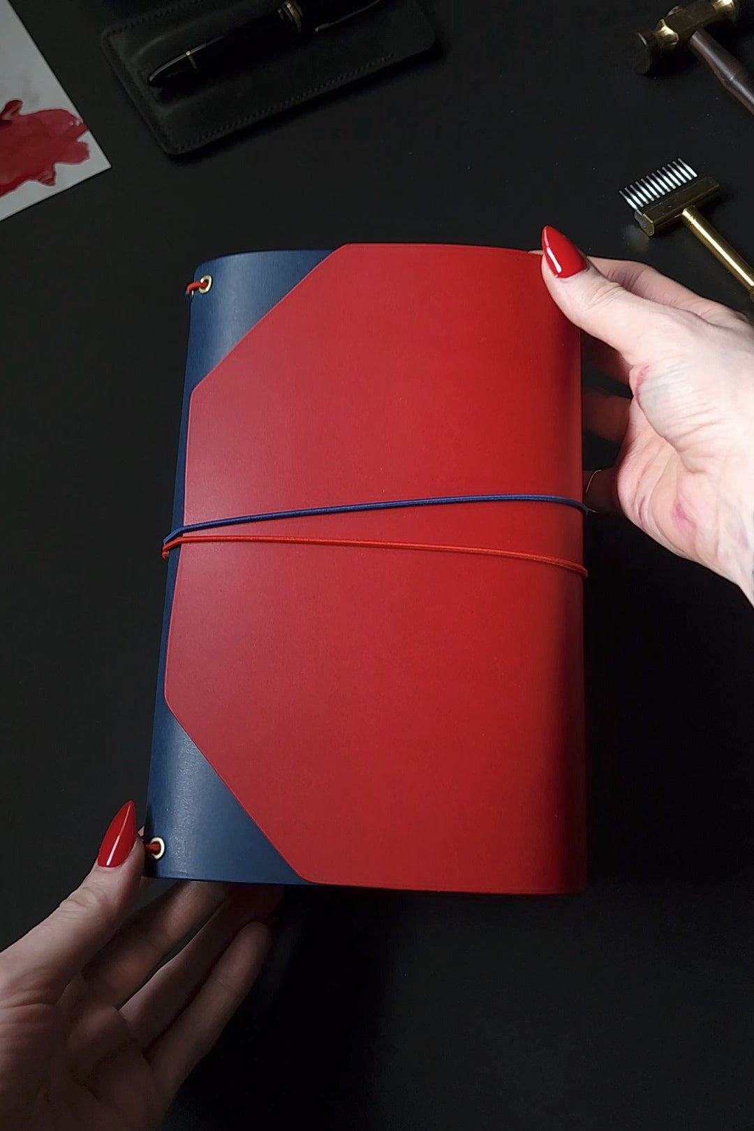 Two Tone Trifold Leather Journal Cover
