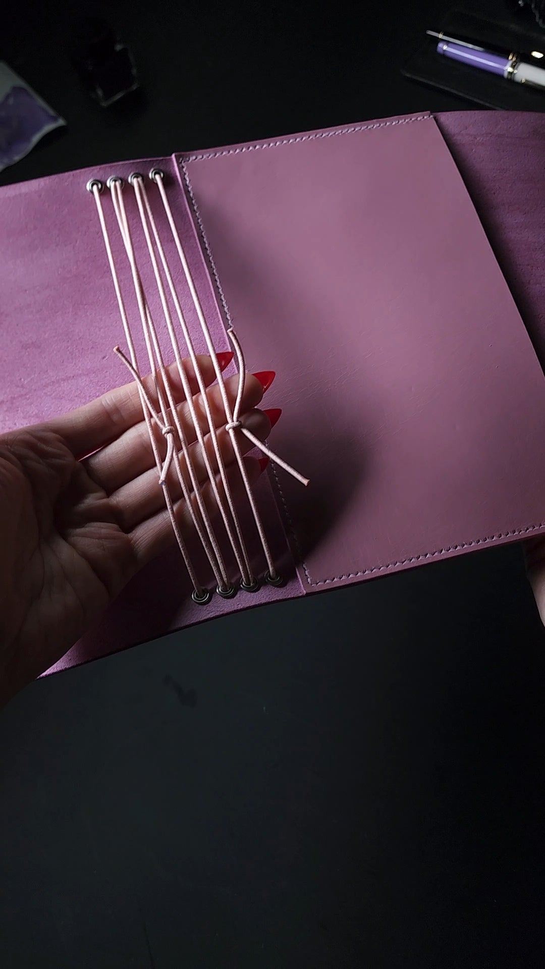 Limited trifold with 3 pockets "Mauve no.9" (pre-order handmade to order)