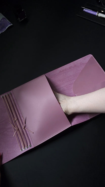 Limited trifold with 3 pockets "Mauve no.9" (pre-order handmade to order)