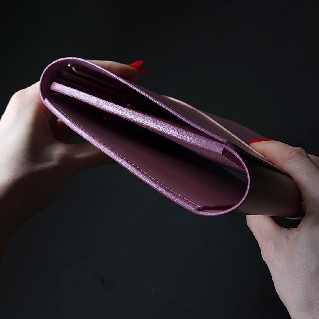 Limited trifold with 3 pockets "Mauve no.9" (pre-order handmade to order)