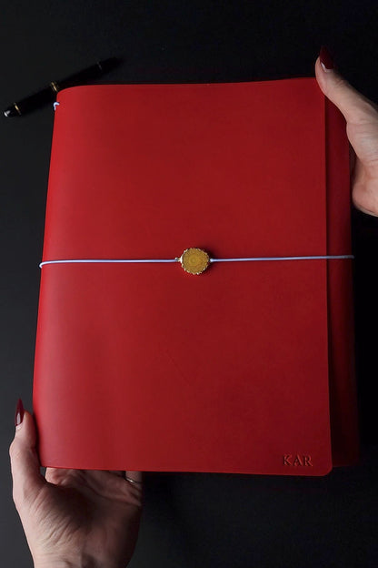 A4 Trifold Leather Journal with Document Pocket