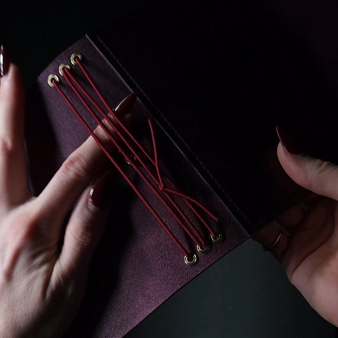 Trifold leather journal with back pocket & ghost couple