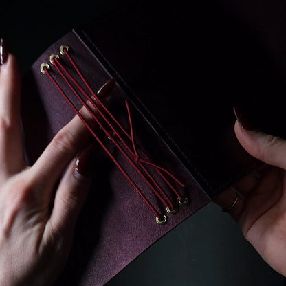 Trifold leather journal with back pocket & ghost couple
