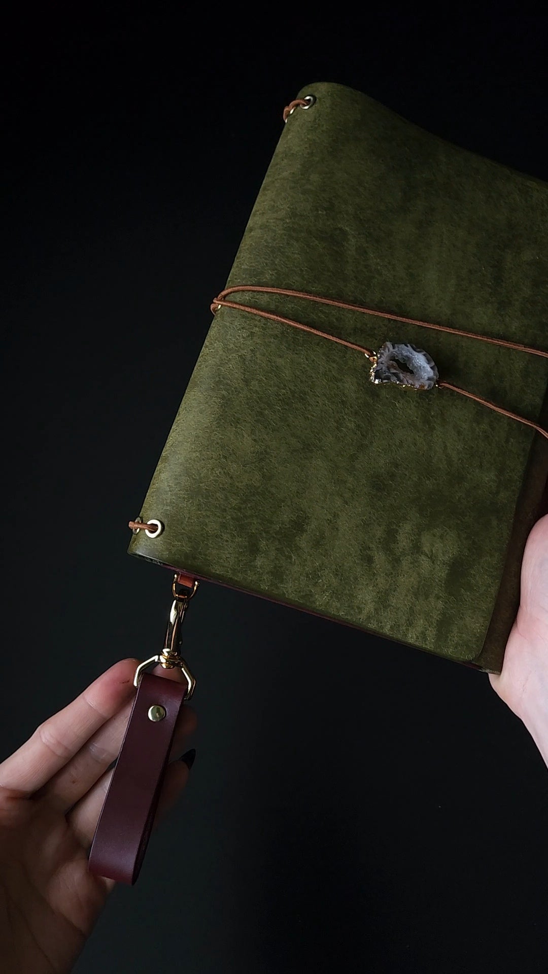 Ready to ship A5 trifold leather journal cover with pocket