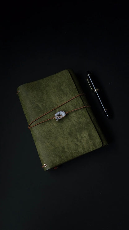 Ready to ship A5 trifold leather journal cover with pocket