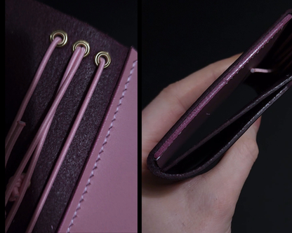 Limited passport size trifold with pocket (3.5x5") purple & mauve (pre-order handmade to order)