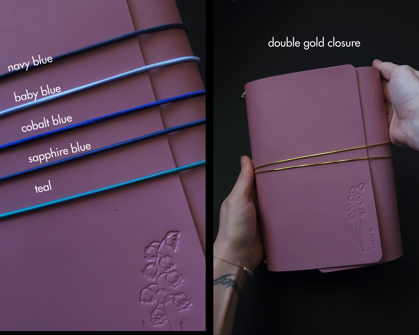 Trifold Leather Journal Cover : Limited color Mauve no.9