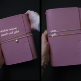 Trifold Leather Journal: Limited color Mauve no.9  (pre-order handmade to order)