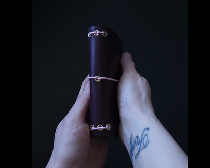 Limited passport size trifold with pocket (3.5x5") purple & mauve (pre-order handmade to order)