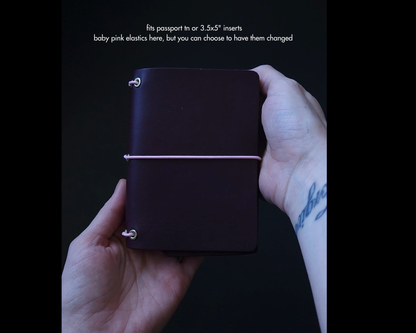 Limited passport size trifold with pocket (3.5x5") purple & mauve (pre-order handmade to order)