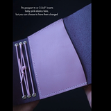 Limited passport size trifold with pocket (3.5x5") purple & mauve (pre-order handmade to order)