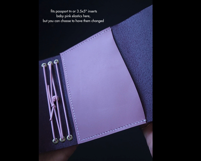 Limited passport size trifold with pocket (3.5x5") purple & mauve (pre-order handmade to order)