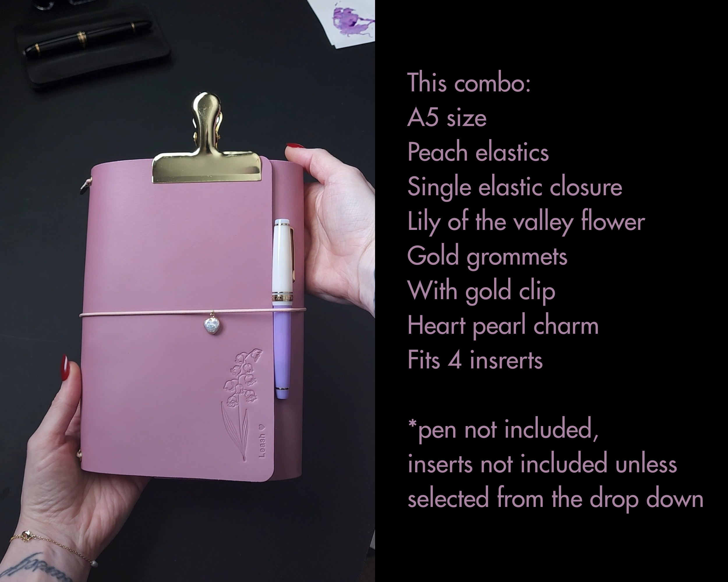 Trifold Leather Journal: Limited color Mauve no.9  (pre-order handmade to order)