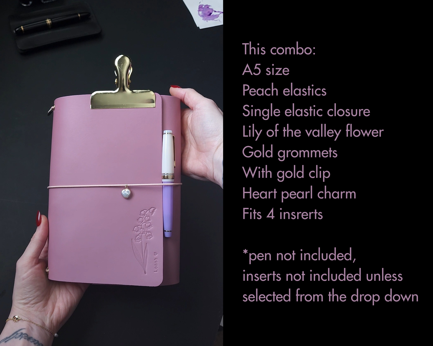Trifold Leather Journal Cover : Limited color Mauve no.9