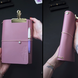 Trifold Leather Journal: Limited color Mauve no.9  (pre-order handmade to order)