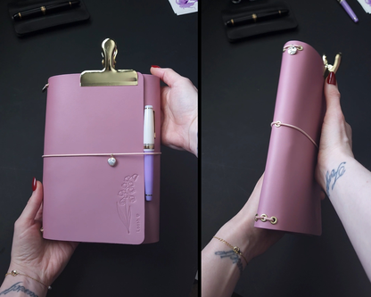 Trifold Leather Journal: Limited color Mauve no.9  (pre-order handmade to order)