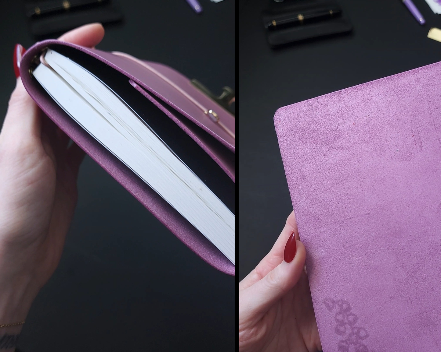 Trifold Leather Journal Cover : Limited color Mauve no.9