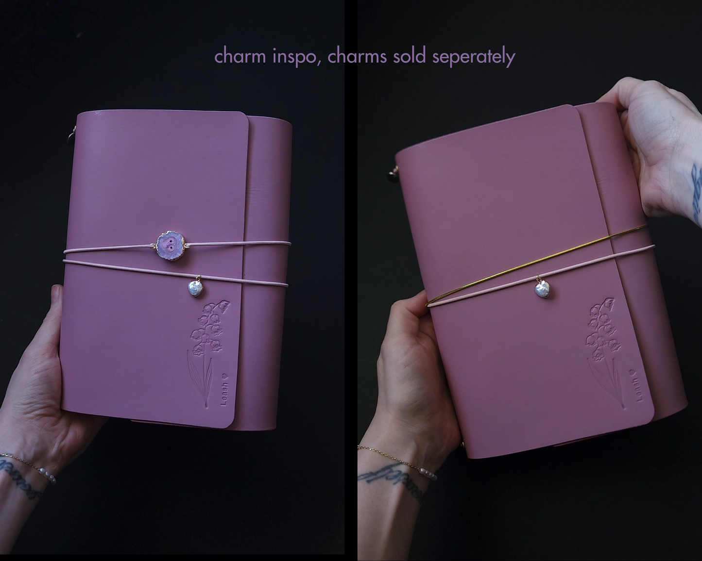 Trifold Leather Journal Cover : Limited color Mauve no.9