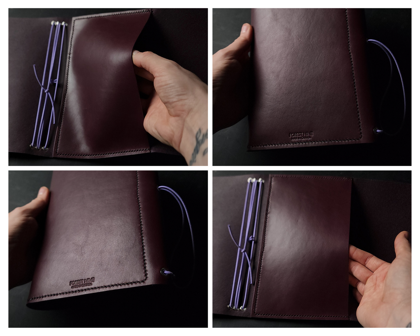 Trifold leather journal with back pocket