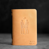 Personalized Leather Journal with Skeleton Couple  - Black