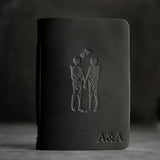Personalized Leather Journal with Skeleton Couple  - Black