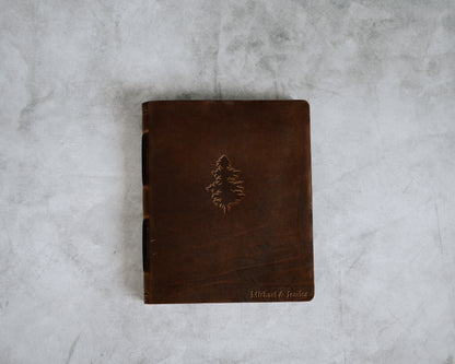 Personalized Leather Wedding Guestbook with Tree