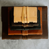 Personalized Leather Journal - Dark Brown with wrap closure