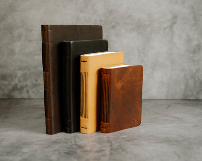 Personalized Leather Journal , No strap or closure - Dark Brown