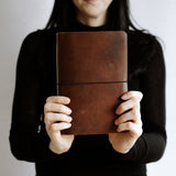 Refillable Leather Notebook with Elastic closure (Raw edges/classic)