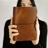 Refillable Leather Notebook with Elastic closure (Raw edges/classic)