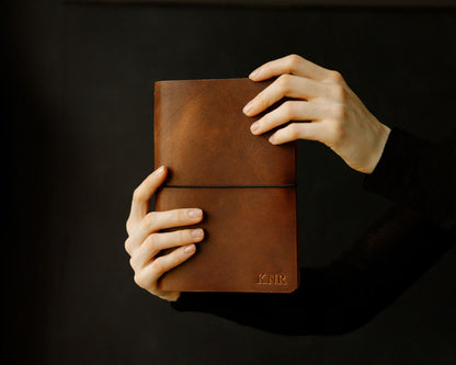 REFILLABLE Leather Notebook / Sketchbook with Elastic Closure - Black