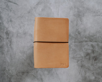 REFILLABLE Leather Notebook / Sketchbook with Elastic Closure - Black