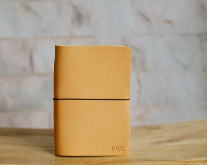REFILLABLE Leather Notebook / Sketchbook with Elastic Closure - Black