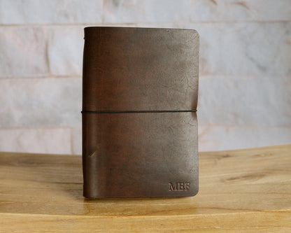 REFILLABLE Leather Notebook / Sketchbook with Elastic Closure - Black