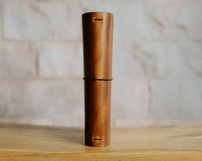 REFILLABLE Leather Notebook / Sketchbook with Elastic Closure - Black