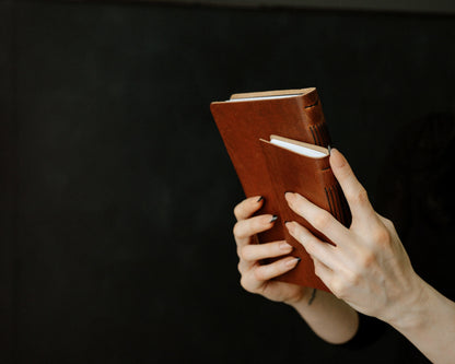 Personalized Leather Pocket Notebook  3.5x5" (Tan Color)