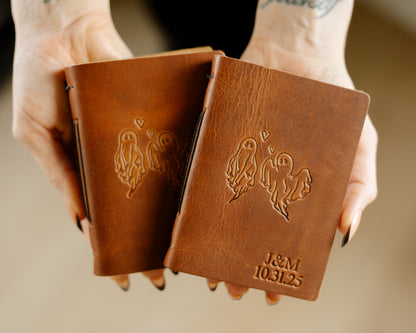 Personalized Leather Wedding Guestbook with Ghost Couple