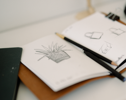 REFILLABLE Leather Notebook / Sketchbook with Elastic Closure - Black