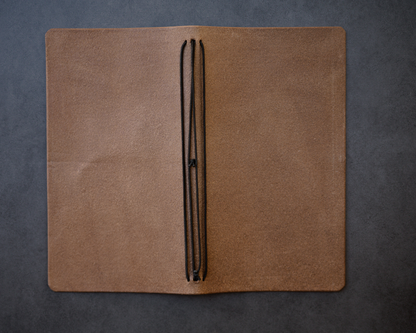 REFILLABLE Leather Notebook / Sketchbook with Elastic Closure - Black