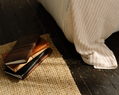 REFILLABLE Leather Notebook / Sketchbook with Elastic Closure - Black