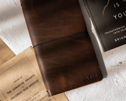 REFILLABLE Leather Notebook / Sketchbook with Elastic Closure - Black