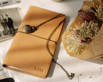 REFILLABLE Leather Notebook / Sketchbook with Elastic Closure - Black