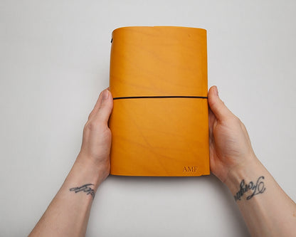 Refillable trifold leather journal cover - Inserts sold seperately