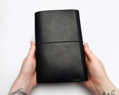 Refillable trifold leather journal cover - Inserts sold seperately