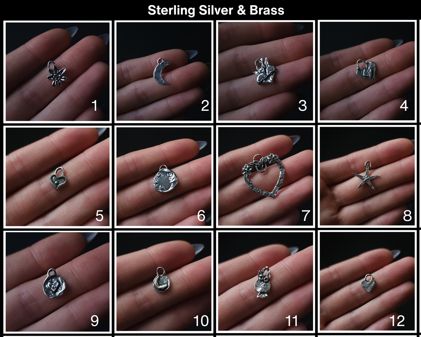 Journal charms - Sterling silver & brass for trifold and refillable journals