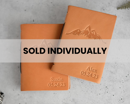 Personalized Leather Vow Books - With Mountains (Natural)