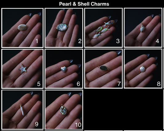 Journal charms - Pearls and Shells for trifold and refillable journals