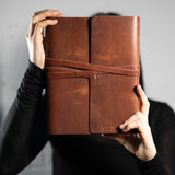 REFILLABLE LEATHER JOURNAL -  Dark Brown